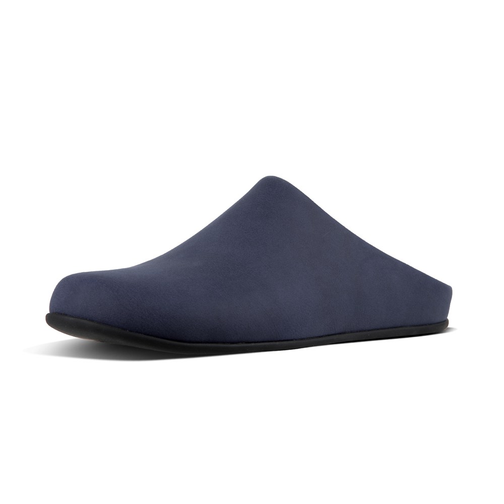 Fitflop Mens Slippers Navy - Shove Leather Mule - 72GDVCZPI